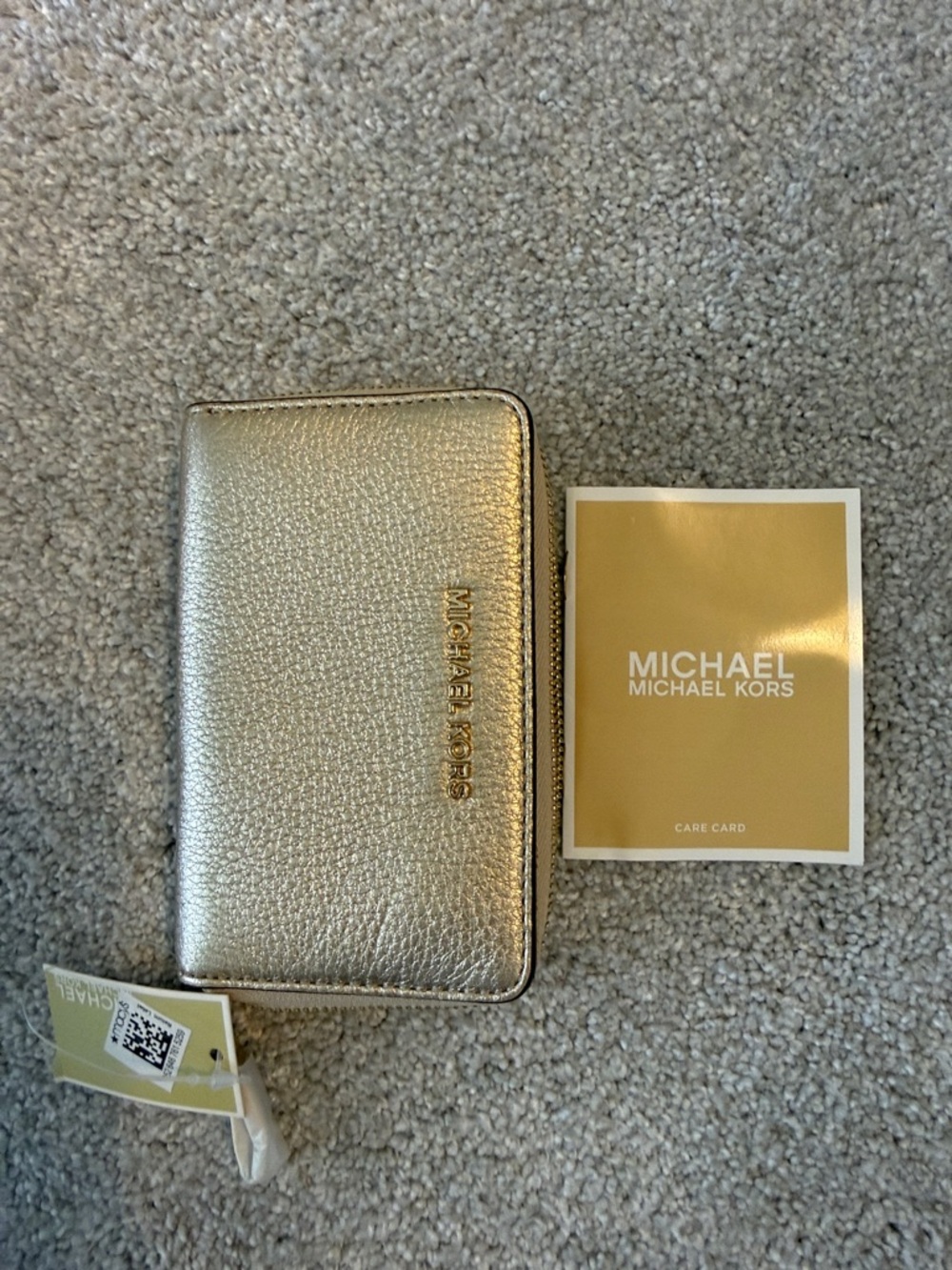 Michael Kors Metallic Gold Compact Zip-Around Wallet